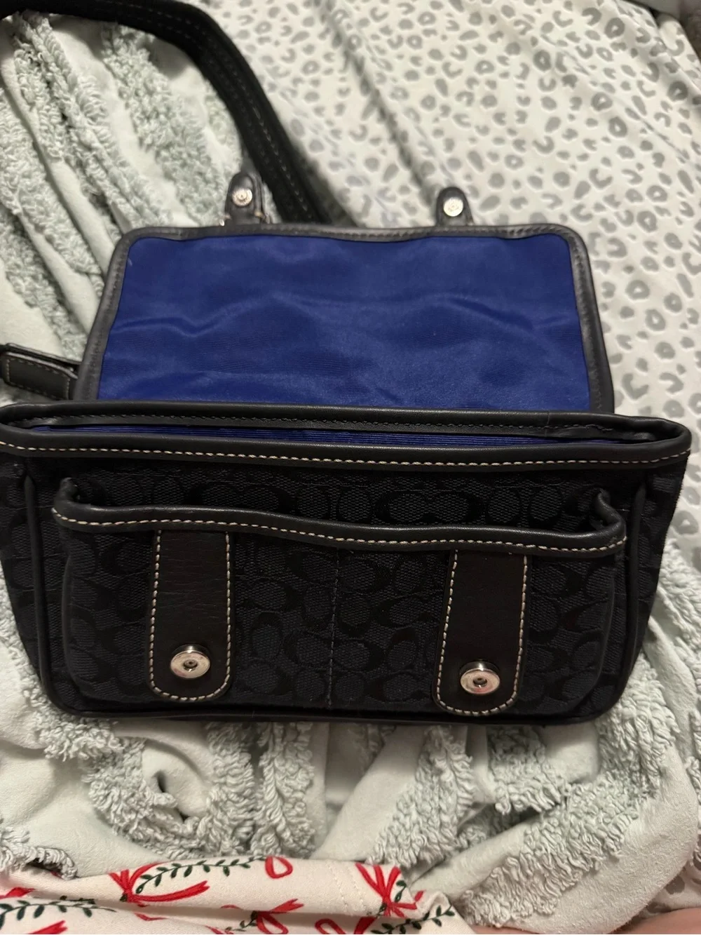 Coach Black Signature Canvas Belt Bag with Buckle Detail